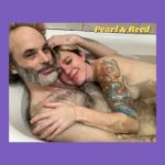 Couple's cam with cam models Pearl and Reed cuddling in a bathtub.